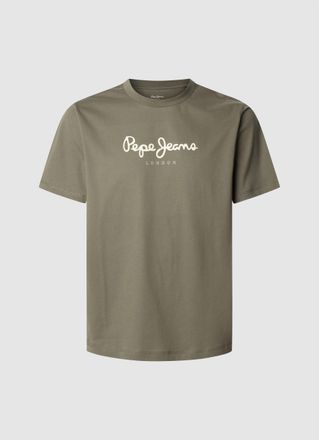 Pepe Jeans London Rundhalsshirt PEPE JEANS EGGO, Herren, Gr. S, stone gr&uuml;n 726, Jersey, Obermaterial: 100% Baumwolle, bedruckt, normal normal, Rundhals, Shirts Rundhals