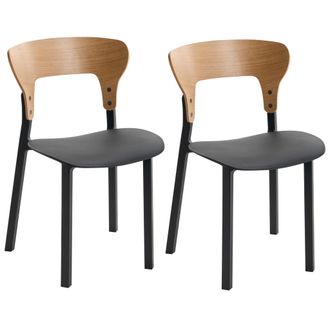 Beliani Conjunto De 2 Sillas De Comedor Retro Estructura De Madera Sint&eacute;tica Muebles De Comedor Y Cocina Negro Walden