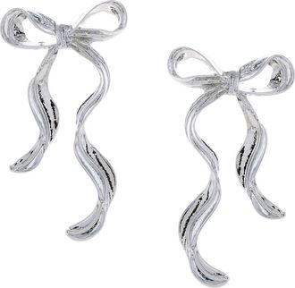 Olivia Welles Wavy Bow Earrings in Silver at Nordstrom Rack