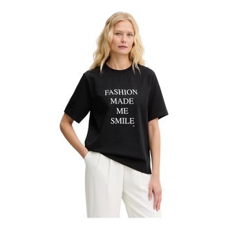 Victoria Beckham Tops, Dames, Zwart, S, Katoen, Fashion Made Me Smile Katoenen T-shirt