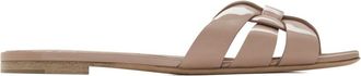 Saint Laurent Tribute Nu Pieds lederen platte sandalen