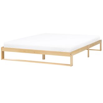 Beliani Cama Con Somier Estilo Minimalista De Madera De Pino 180 X 200 Cm Sin Cabecero Marr&oacute;n Claro Talairan