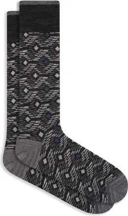 Bugatchi Diamond Cotton Blend Dress Socks in Black at Nordstrom, Size 10-13
