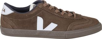 Veja Brown Volley Gold Logo Suede Low-Top Sneakers