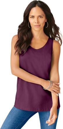 Roaman's Plus Size Cotton Scoopneck Tank Top in Dark Berry at Nordstrom, Size Small