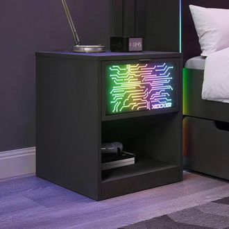 X Rocker NeoNite Bedside Table with Drawer & App Control LED Lights - Black