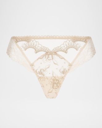 Lise Charmel Princesse Iris Scalloped Lace & Tulle Thong