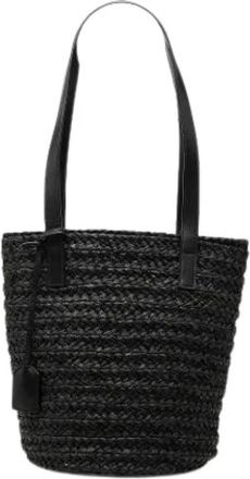 Saint Laurent Pre-owned Raffia Shoulder Bag - Dames - Vintage Tas - Zwart - ONE Size - Leer - Vintage