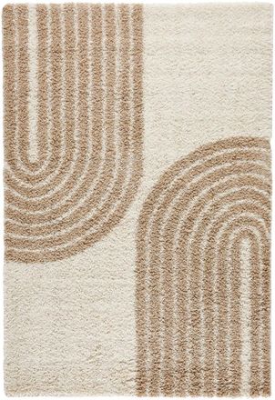Nazar Rugs Alfombra shaggy de pelo largo dise&ntilde;o medio arco - beige - 200x280 cm