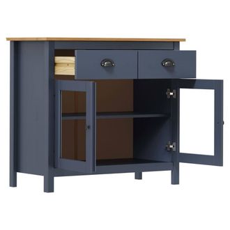 Berkfield Home Sideboard Hill Grey 90x40x80 cm Solid Pine Wood in Dark Blue | Size: 90 x 40 x 80 cm