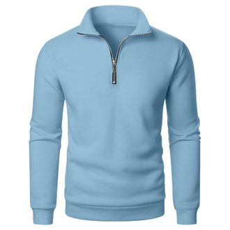 Generic Mens Jumpers Quarter Zip Sweatshirts for Men Stand Collar Long Sleeve Pullover 1/4 Zip Jumpers Mens Plain Classic Fit Sweater Lightweight Work Sweatsh