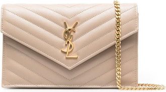 Saint Laurent Grain De Poudre Leather Cassandre Envelope Chain Wallet Bags