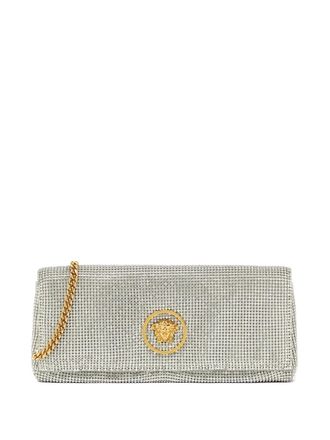 Versace La Medusa clutch bag - women - Metal/Calf Leather/glass - One Size - Silver