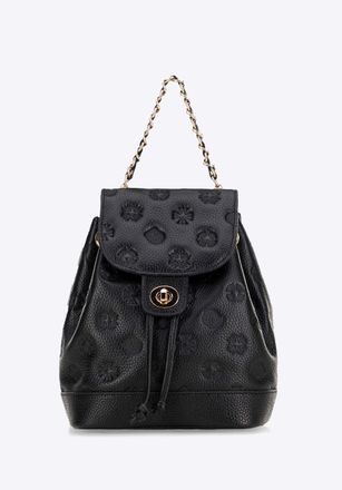 Wittchen Dames Leren Rugzak met Ketting, Zwart, Natuurlijk Leer