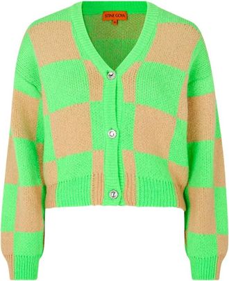 Stine Goya Geruite Alpaca Gebreide Vest - Dames - Vesten - Veelkleurig - XS - Truien & Vesten