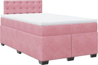 vidaXL Vidaxl - Cama Box Spring Con Colch&oacute;n Terciopelo Rosa 120x200 Cm