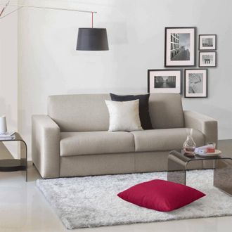 Dmora Sofa cama Dabakah, Sofá de 3 plazas, 100% Made in Italy, Sofá de salón con apertura giratoria, en tela acolchada, con reposabrazos delgados, Cm