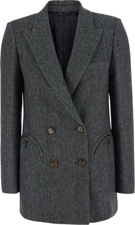 Blaz&eacute; Milano Herringbone-pattern Double-breasted Blazer