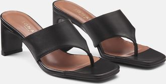 Jonak Leren teenslippers met hak