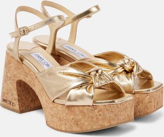Jimmy Choo London Heloise 95 metallic leather wedge sandals