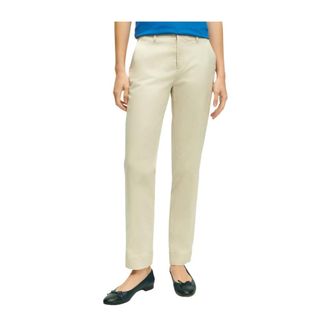Brooks Brothers Garment Washed Stretch Cotton Chinos - Dames - Chinos - Beige - M - Katoen - Broeken