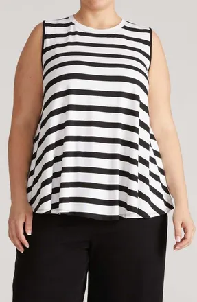 Universal Standard Heatwave Divine Tank Top in Black/white Stripe at Nordstrom, Size Xxx-Large