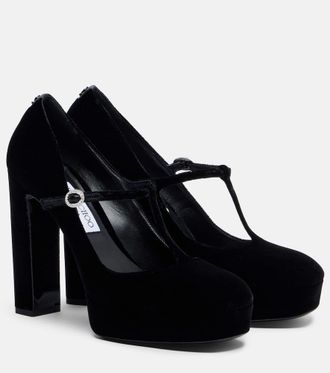 Jimmy Choo London Marene 120 velvet Mary Jane pumps