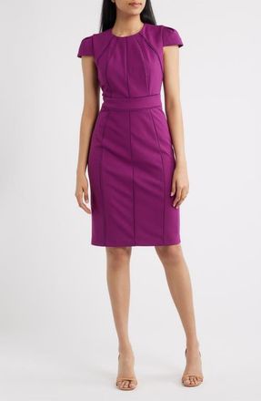 Anne Klein Cap Sleeve Sheath Dress in Beet at Nordstrom, Size 14P