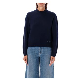 A.P.C. A.p.c., Truien & Vesten, Dames, Blauw, M, Wol, Navy Gebreide Esther Crew Neck Trui