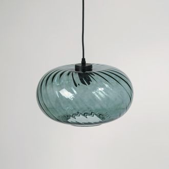Maisons du monde L&aacute;mpara de techo de vidrio acanalado verde
