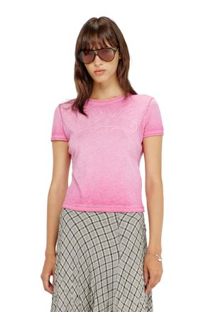Diesel Slim T-shirt with tonal logo print - T-Shirts - Woman - Pink
