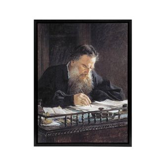 Artery8 Nikolai Ge Leo Tolstoy Portrait Framed Canvas Wall Art Print | Size: W24 x H32