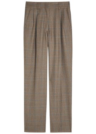Blaz&eacute; Milano Fox Checked Wool Trousers - Beige - 00 (UK4 / Xxs)