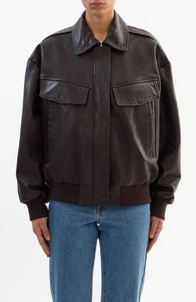 LaMarque TREVANNA | Leather Bomber Jacket in Oxblood at Nordstrom, Size Xx-Small