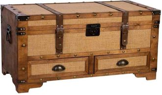 Wanderlust Deco Ba&uacute;l De Madera Marr&oacute;n 90x45x45.5