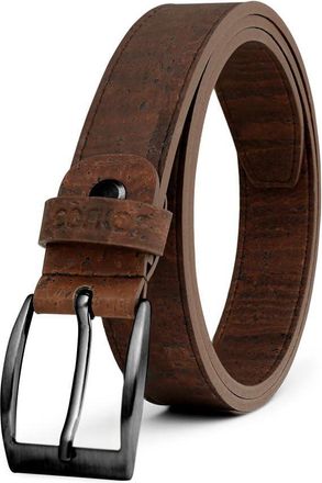 Corkor Mens Vegan Belt Cork Strap with Silver Buckle, Durable Adjustable Eco-Friendly 1.18 Wide, Versatile for Daily Use