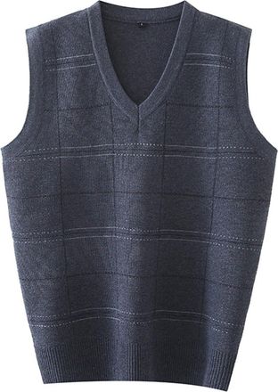Generic Mens Sweater Vest,Sleeveless V Neck Jumpers Vest,Knitted Wool Sweater Tank Tops,Slim Fit Pullover Waistcoat,Stripe Slipover Gilet,Casual Knitwear for 