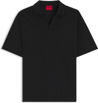 HUGO BOSS Jacquard-stripe polo shirt with Johnny collar