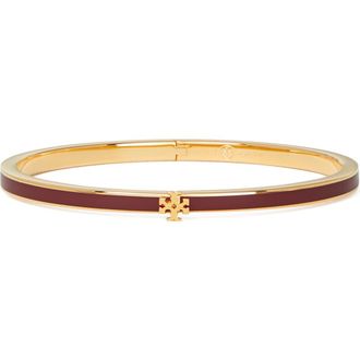Tory Burch Thin Icon Enamel Bracelet in Tory Gold /Burgundy at Nordstrom, Size Medium