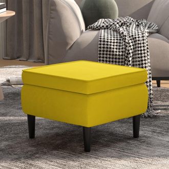 vidaXL Taburete Con Patas De Madera Terciopelo Amarillo Vidaxl