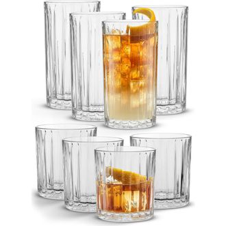 JoyJolt Alina 8-Piece Highball & Rocks Glasses in Clear at Nordstrom Rack