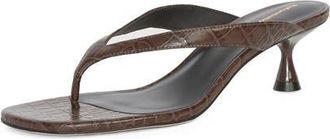 Reformation Sophie Kitten Heel Flip Flop in Brown Croc-Effect at Nordstrom, Size 10.5