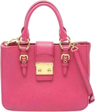 Miu Miu Pre-owned Handbags, female, Pink, Size: ONE SIZE Pre-owned Madras 2way handbag