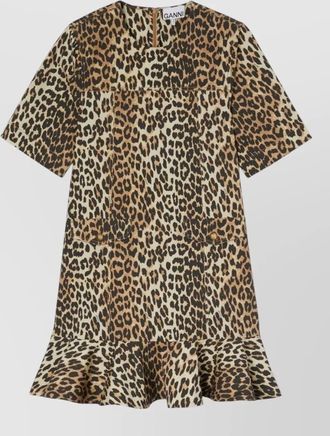 Ganni mini dress with ruffled hem and buttons