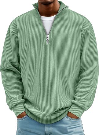 Generic Mens Pullover Sweatshirt Mens Quarter Zip Pullover Long Sleeve Mock Neck Sweatshirts Solid Lightweight Casual Shirts Big and Tall Sweatshirts for Men 