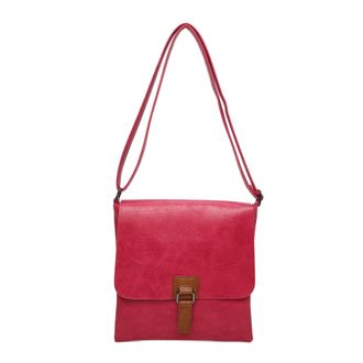 Generic Womens Vegan Leather Crossbody Bag, Satchel Bag, Flap Closure with Buckle (Fuchsia)