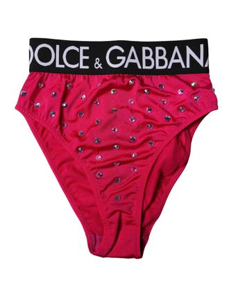 Dolce & Gabbana Rhinestone-Embellished Logo Brief - Pink