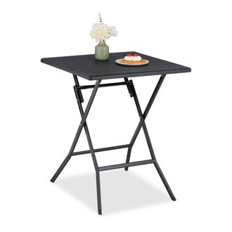 Relaxdays Relaxdays - Mesa De Jard&iacute;n Plegable, Mesita Camping, 73 X 62 X 62 Cm, Mesilla Multifuncional Para Exteriores, Negro