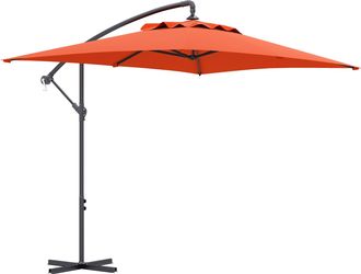 OUTSUNNY 3 m Cantilever Parasol with Cross Base - Crank Handle - 6 Ribs - Orange | TJ Hughes