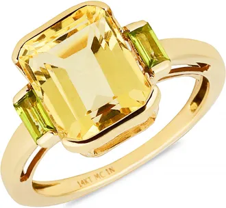 MAX + STONE 14k Yellow Gold Citrine and Peridot Statement Cocktail Ring